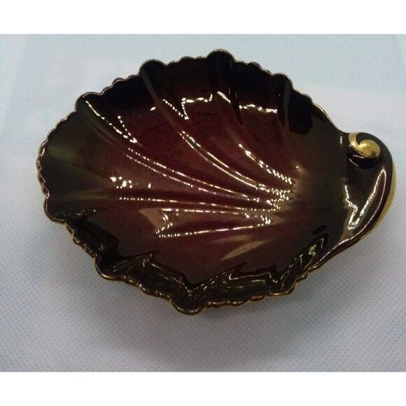Other - Carlton ware gold leaf maroon 5in dish Ware Hand Painted ceramic, signed